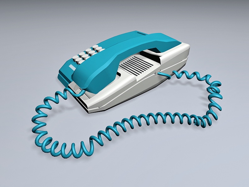 Blue Desk Telephone 3d rendering