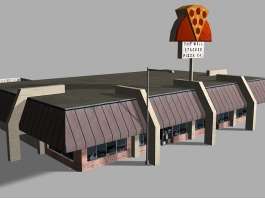 Retro Pizza Restaurant Exterior 3d model preview