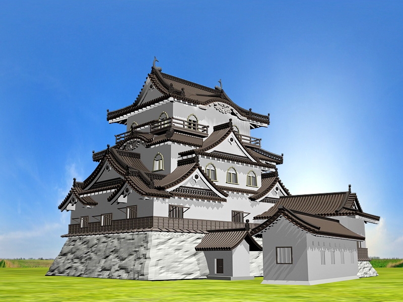 Medieval Japanese Castle 3d rendering