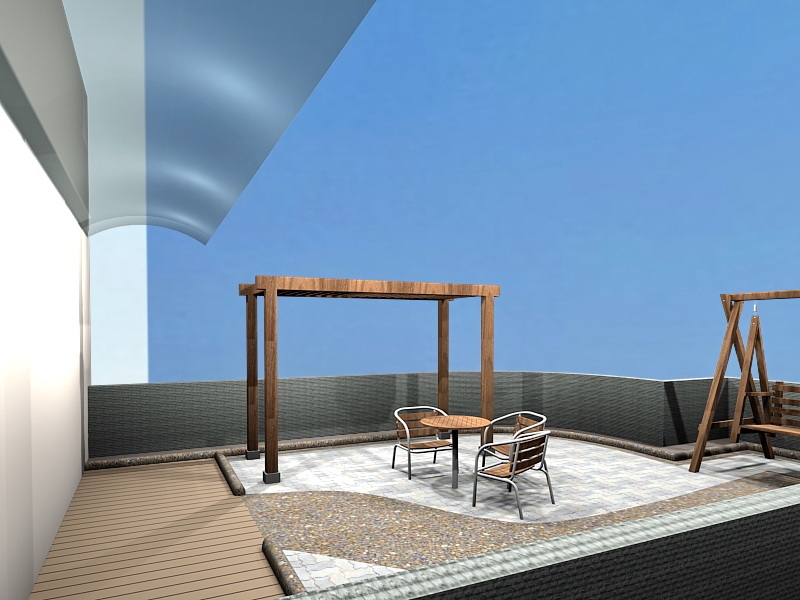 Small Patio Design Ideas 3d rendering