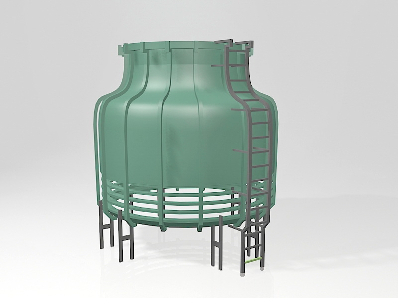 Industrial Cooling Tower 3d rendering