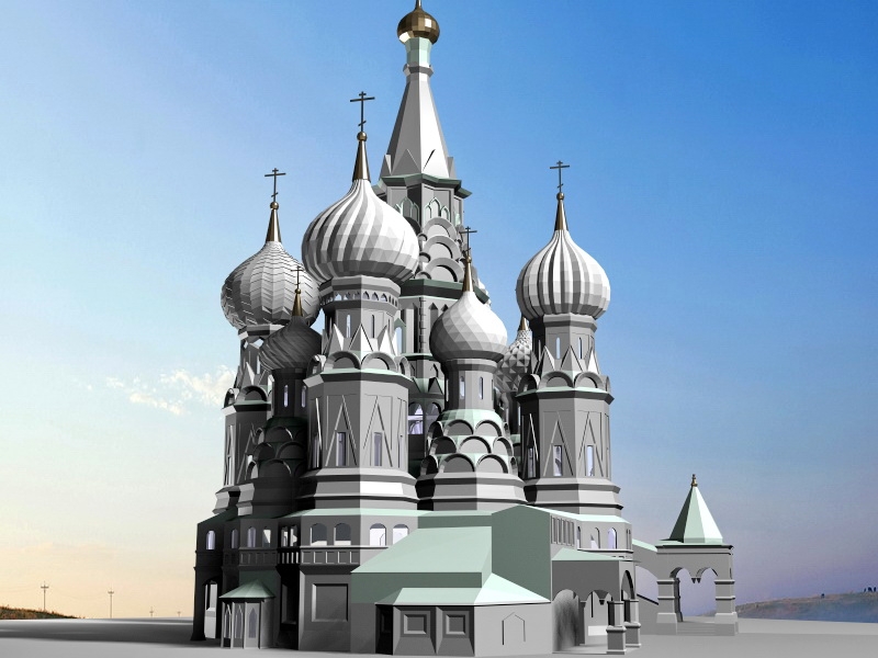 Russia Saint Basil's Cathedral 3d rendering