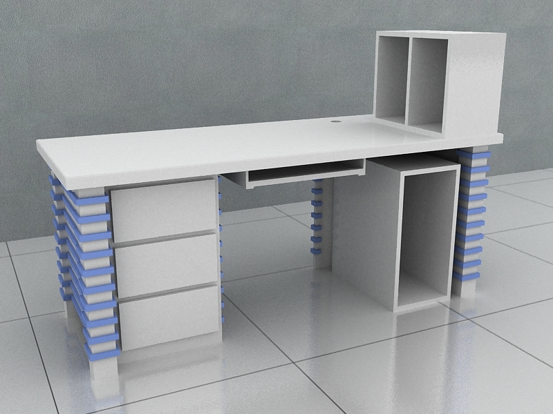 Office Computer Desk with Hutch 3d rendering