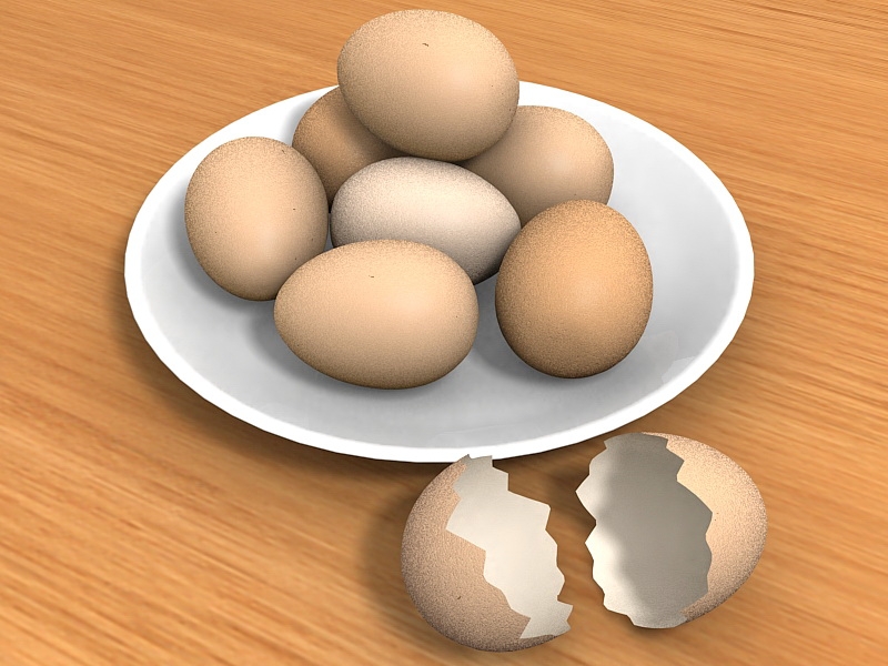 Eggs on Plate 3d rendering