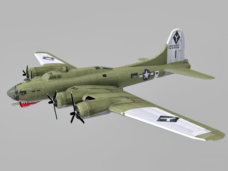 Boeing B-17 Flying Fortress Low Poly 3d rendering
