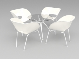 Glass Dining Table Set 3d model preview