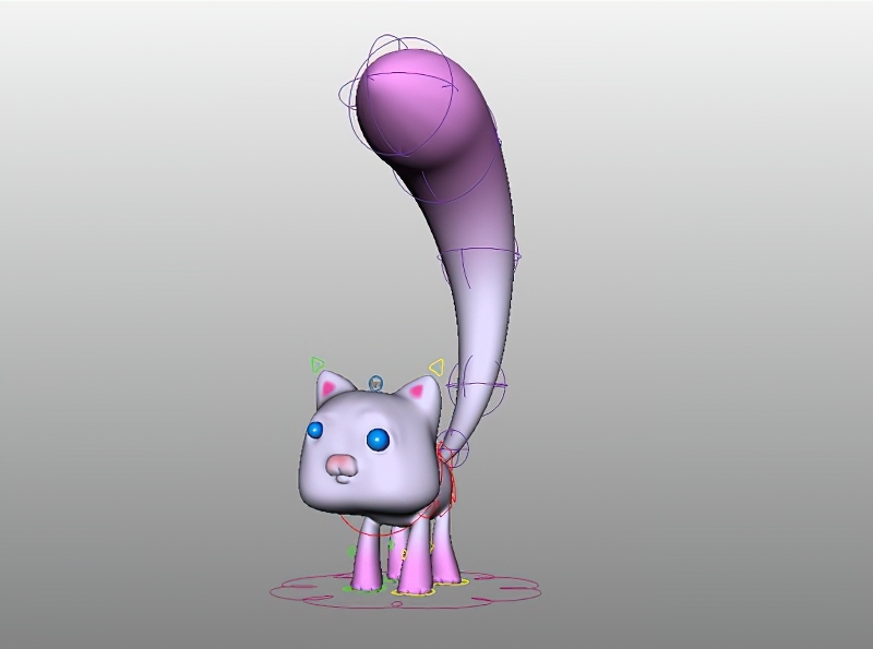 Cute Cartoon Kitty Rig 3d rendering