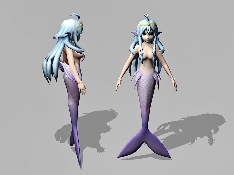 Pretty Anime Mermaid 3d rendering