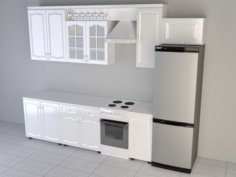 Modern White Kitchen Design 3d rendering
