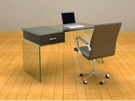 Glass Home Office Desk 3d preview