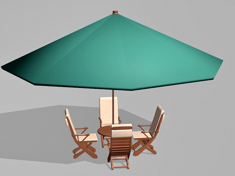 Small Outdoor Patio Set with Umbrella 3d rendering