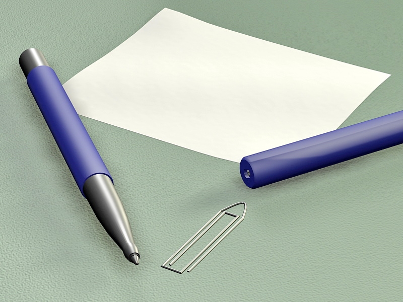 Pen and Paper 3d rendering
