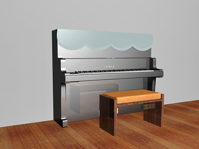 Piano with Bench 3d rendering