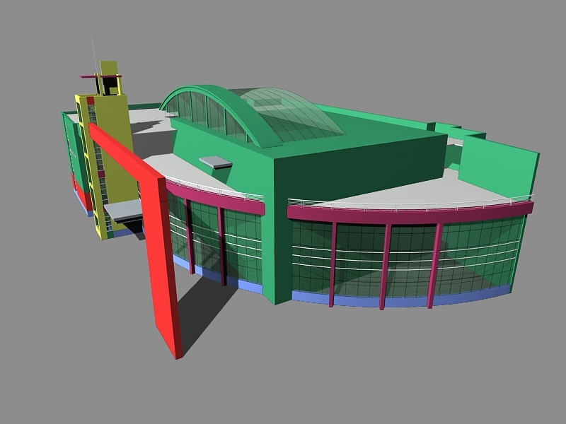 Supermarket Exterior Architecture 3d rendering