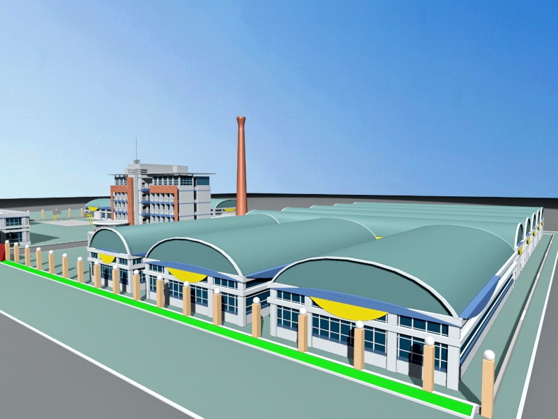Industrial Factory Building Exterior 3d rendering