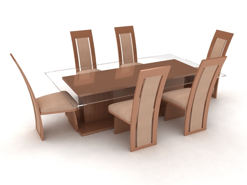 7 Piece Dining Room Set 3d rendering
