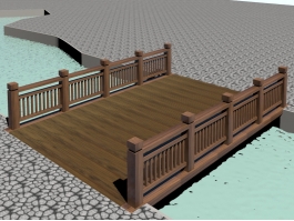 Wooden Landscape Bridge 3d preview
