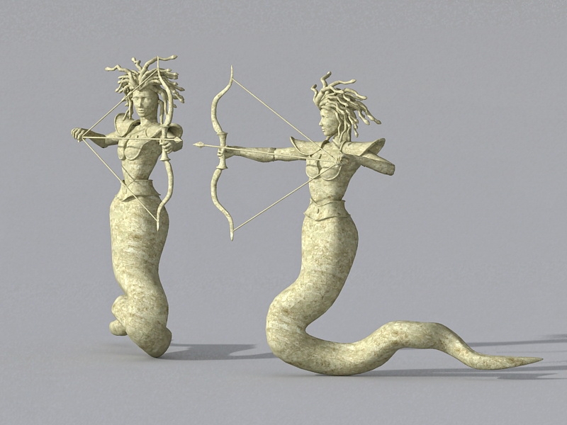 Medusa Greek Statue 3d rendering