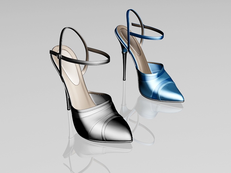 Ankle Strap High Heel Shoes 3d rendering