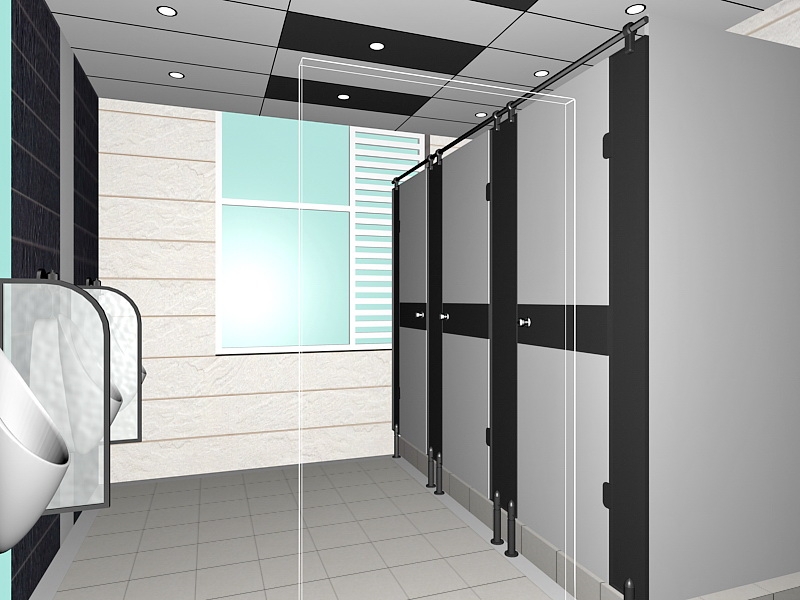 Men Washroom Design 3d rendering