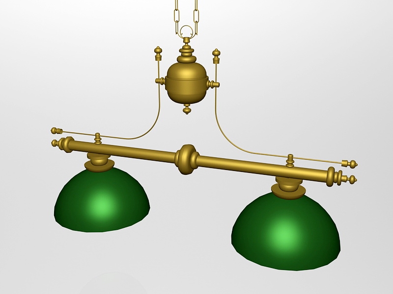 Antique Brass Billiard Table Pendant Lighting 3d rendering