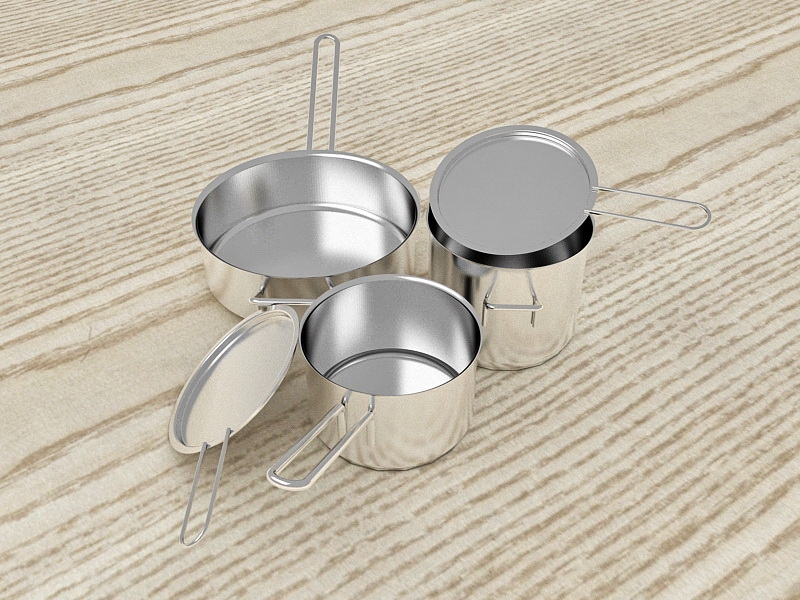 Stainless Steel Pans 3d rendering