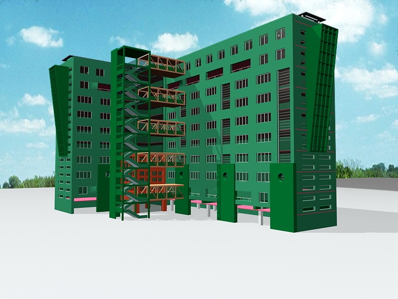 Old City Apartment Buildings 3d rendering