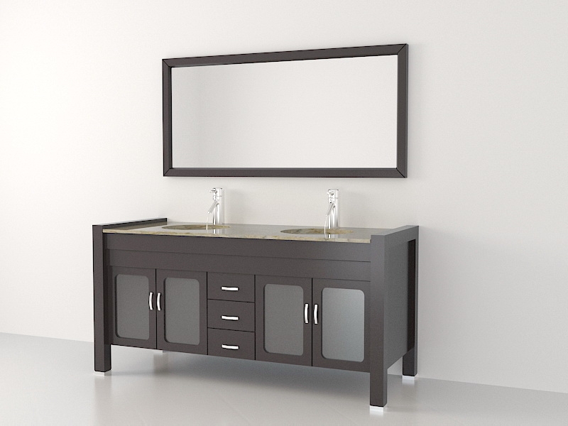 Double Sink Bathroom Vanity 3d rendering