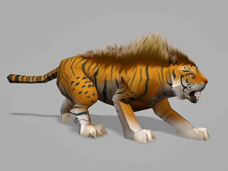Low Poly Tiger 3d rendering