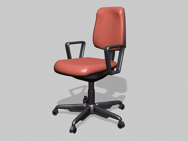 Red and Black Swivel Desk Chair 3d rendering