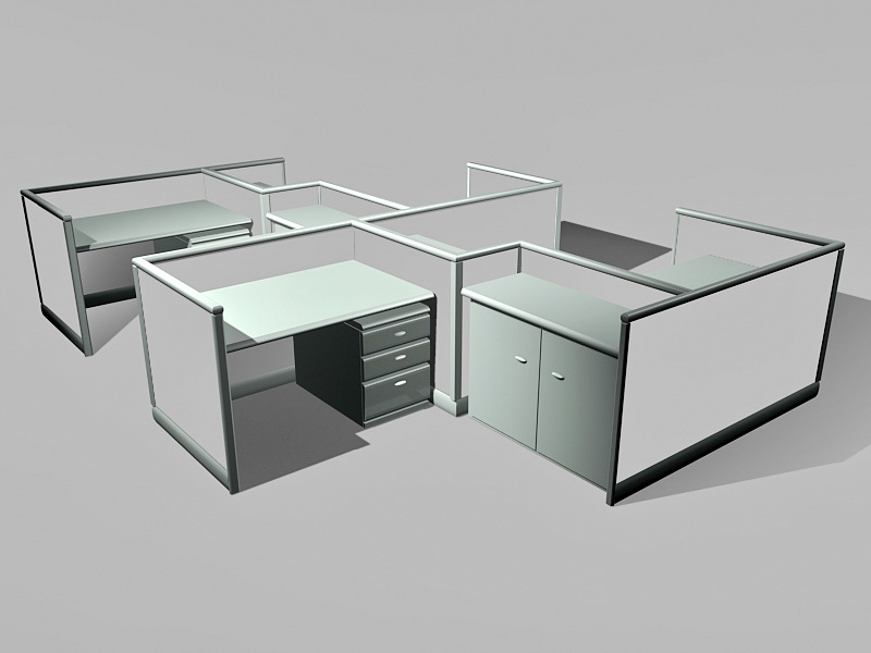 Office Cubicles Workstations 3d rendering