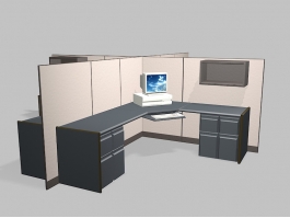 4-Pperson Office Cubicle 3d preview