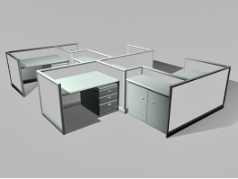 Office Cubicles Workstations 3d model preview