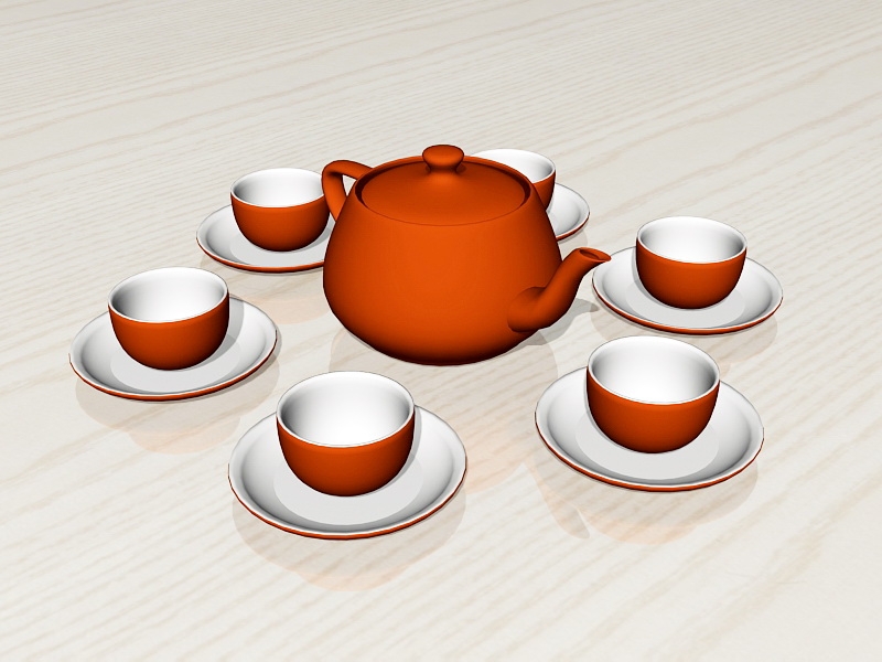 Porcelain Chinese Tea Set 3d rendering