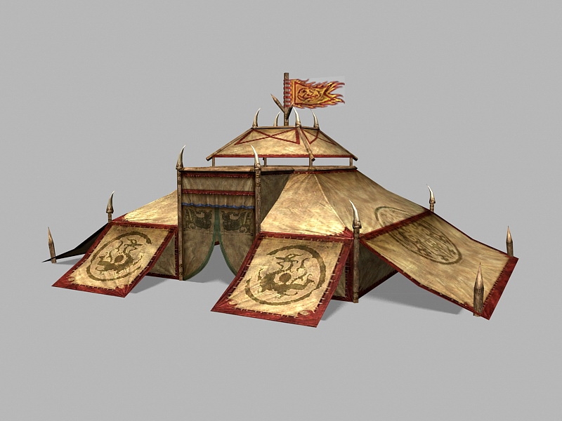Ancient Chinese Military Tent 3d rendering
