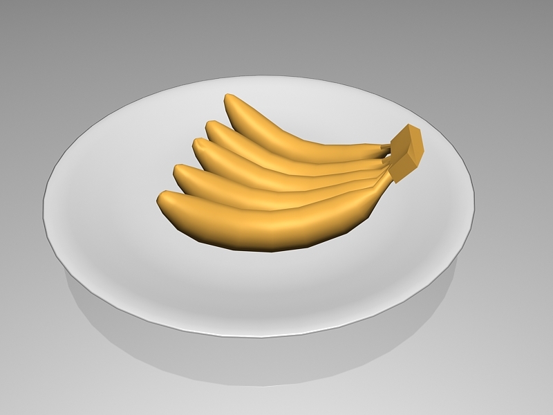 Banana On Plate 3d rendering