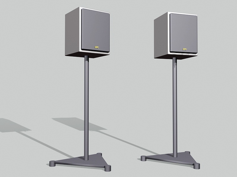 JVC Floor Stand Bookshelf Speakers 3d rendering