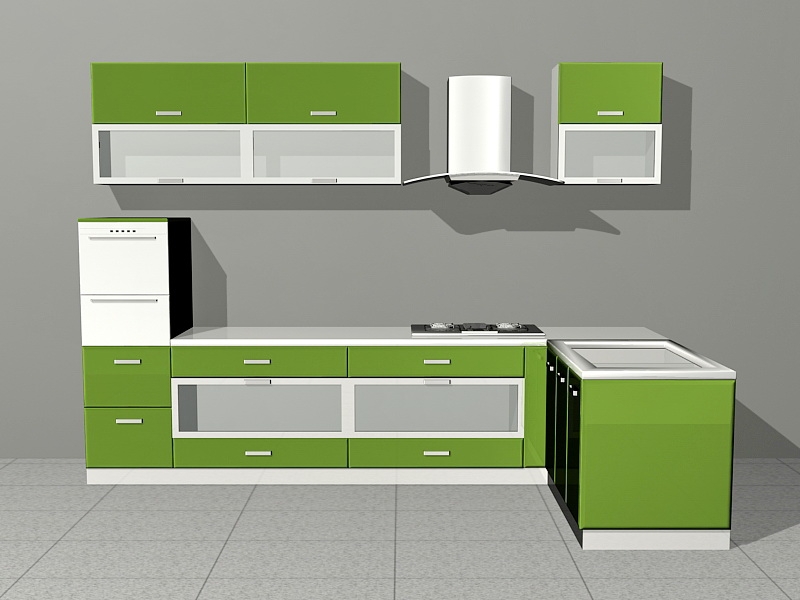 Lime Green Kitchen Ideas 3d rendering