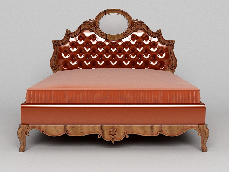 Antique Queen Size Bed 3d rendering