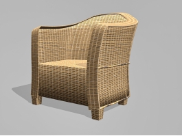 Rattan Barrel Chair 3d model preview