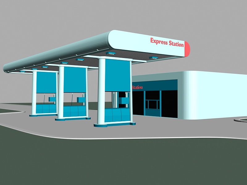 Gas Station Building 3d rendering