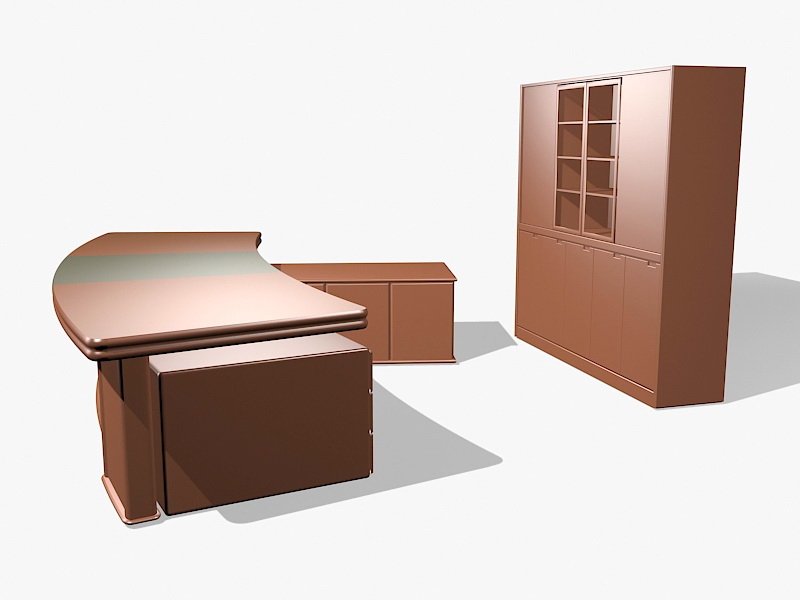Executive Office Desk and Credenza 3d rendering