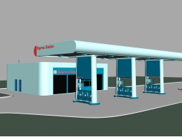 Gas Station Building 3d preview