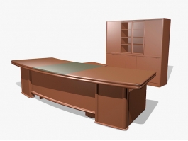 Executive Office Desk and Credenza 3d preview