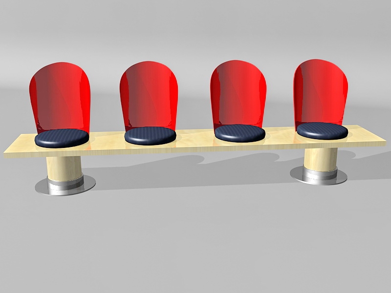 Fixed Public Seat 3d rendering