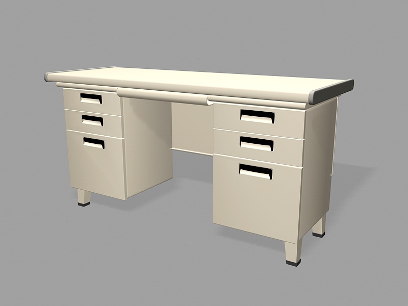 Old Office Computer Desk 3d rendering