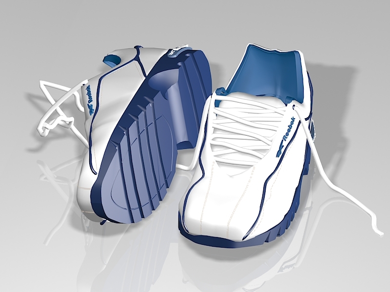 White Reebok Sneakers 3d rendering