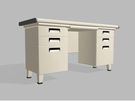 Old Office Computer Desk 3d preview