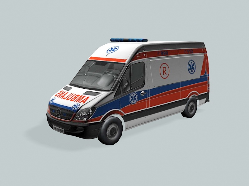 Low Poly Ambulance Truck 3d rendering