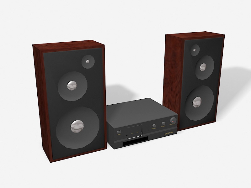 Speakers and Amplifier 3d rendering